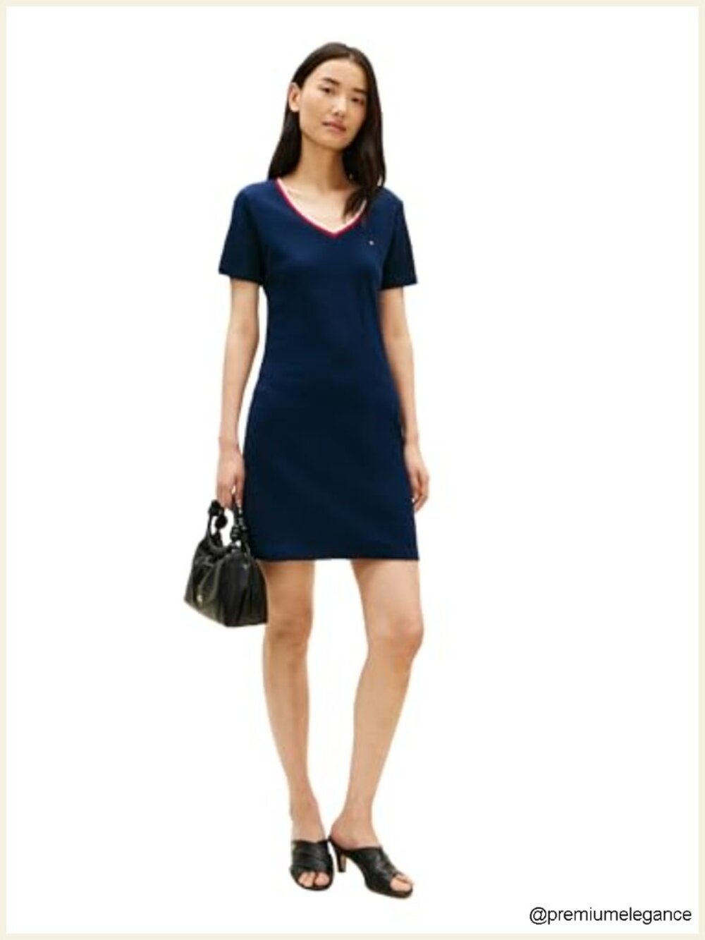 100% Cotton Casual T-Shirt Dress V-Neck Short Sleeve Loose Fit